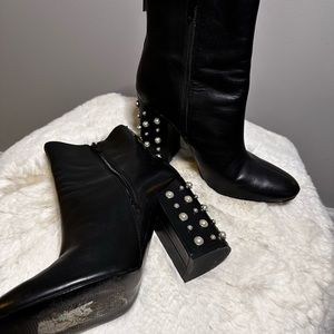 Ivanka Trump pearl studded leather bootie